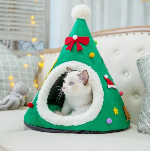 Niche pour chat de Noël | Felix sapin